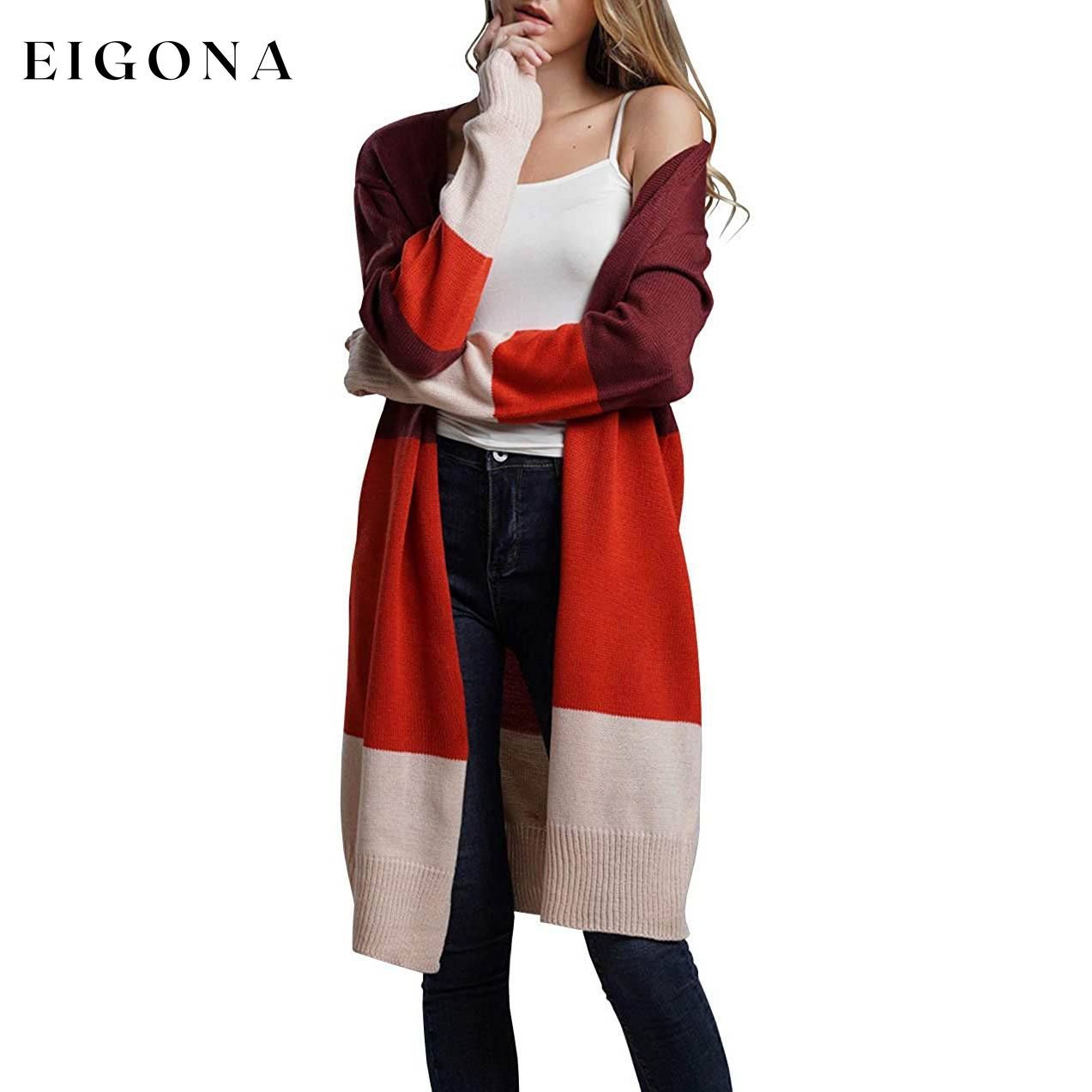 Women's Long Cardigan Sweater Coat Orange __stock:500 Jackets & Coats refund_fee:1200 show-color-swatches
