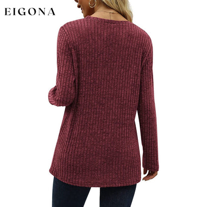 Women's Long Sleeve Crew Neck Tunic Tops Buttons Side __stock:200 clothes refund_fee:1200 tops