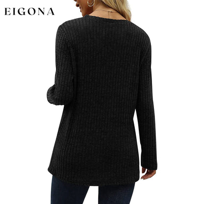 Women's Long Sleeve Crew Neck Tunic Tops Buttons Side __stock:200 clothes refund_fee:1200 tops