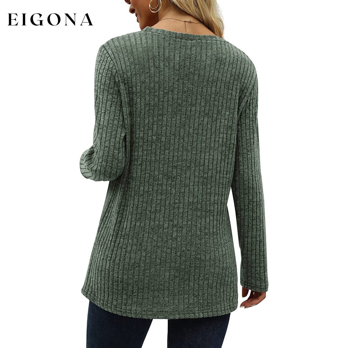 Women's Long Sleeve Crew Neck Tunic Tops Buttons Side __stock:200 clothes refund_fee:1200 tops