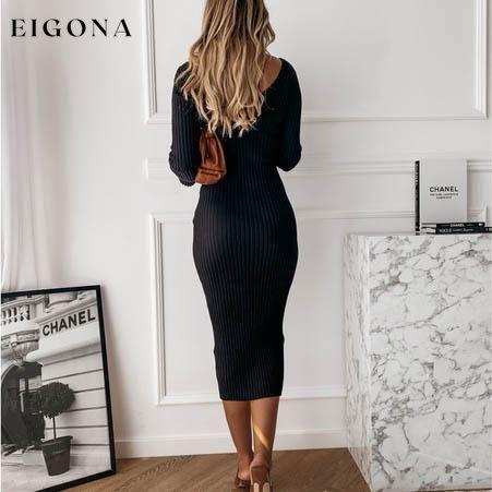 Women's Long Sleeve Dress V-neck Casual Dresses Soid Color Stripe Bodycon Dress Plus Size Long Dress __stock:100 casual dresses clothes dresses refund_fee:1200