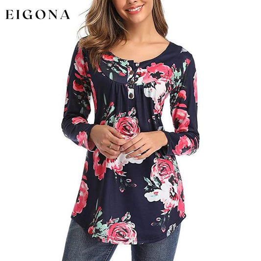 Women's Long Sleeve Flare Tunic Tops Navy __stock:500 clothes refund_fee:800 tops