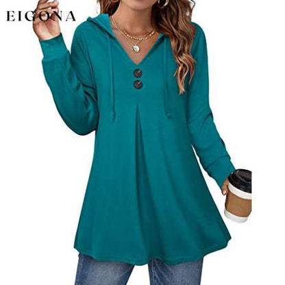 Women's Long Sleeve Hooded Tunic Tops __stock:200 clothes refund_fee:1200 tops