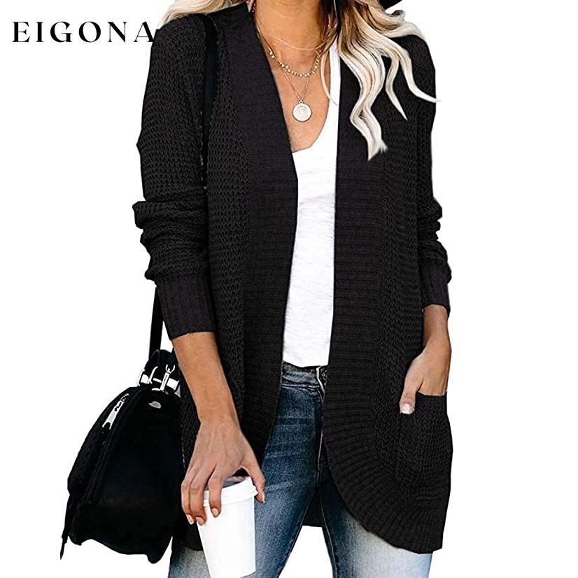 Women's Long Sleeve Knit Cardigan Sweater Black __stock:500 Jackets & Coats refund_fee:1200