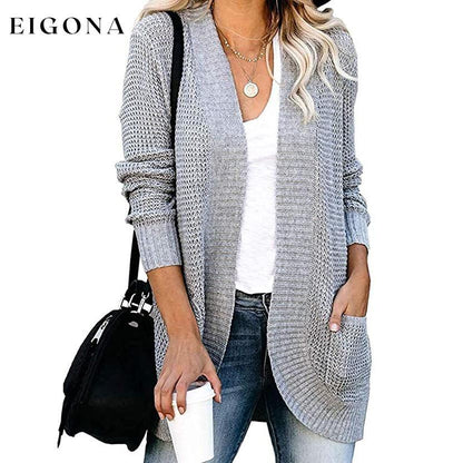 Women's Long Sleeve Knit Cardigan Sweater Gray __stock:500 Jackets & Coats refund_fee:1200