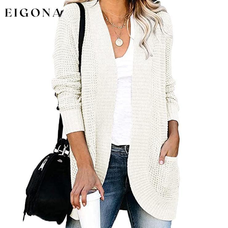 Women's Long Sleeve Knit Cardigan Sweater White __stock:500 Jackets & Coats refund_fee:1200
