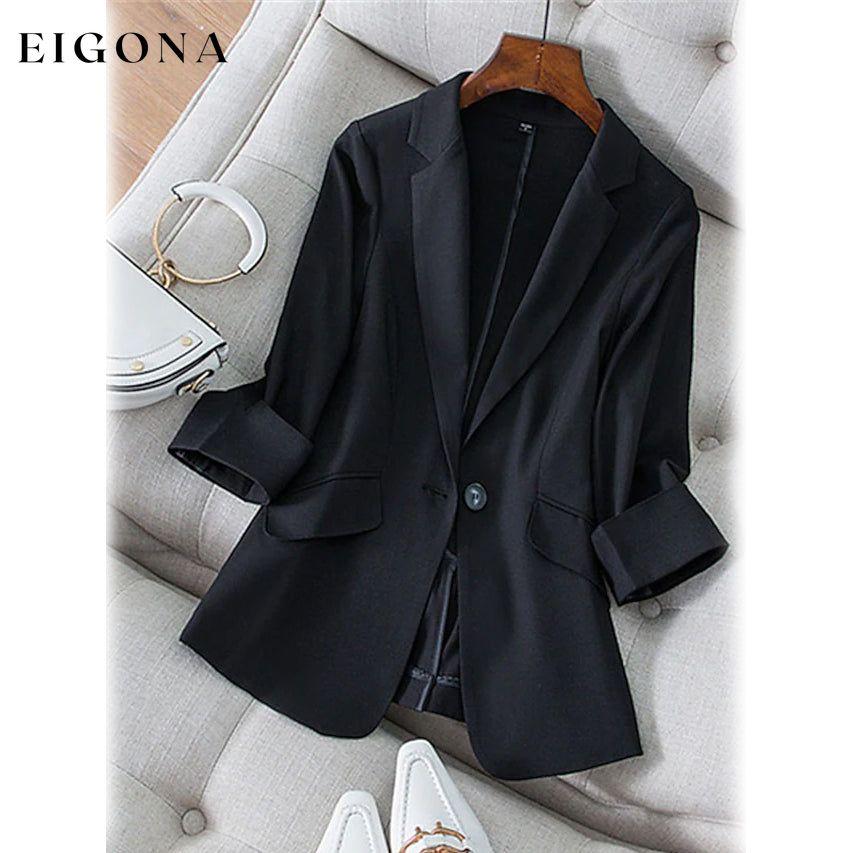 Women's Long Sleeve Pocket Casual Blazer Black __stock:200 Jackets & Coats refund_fee:1200