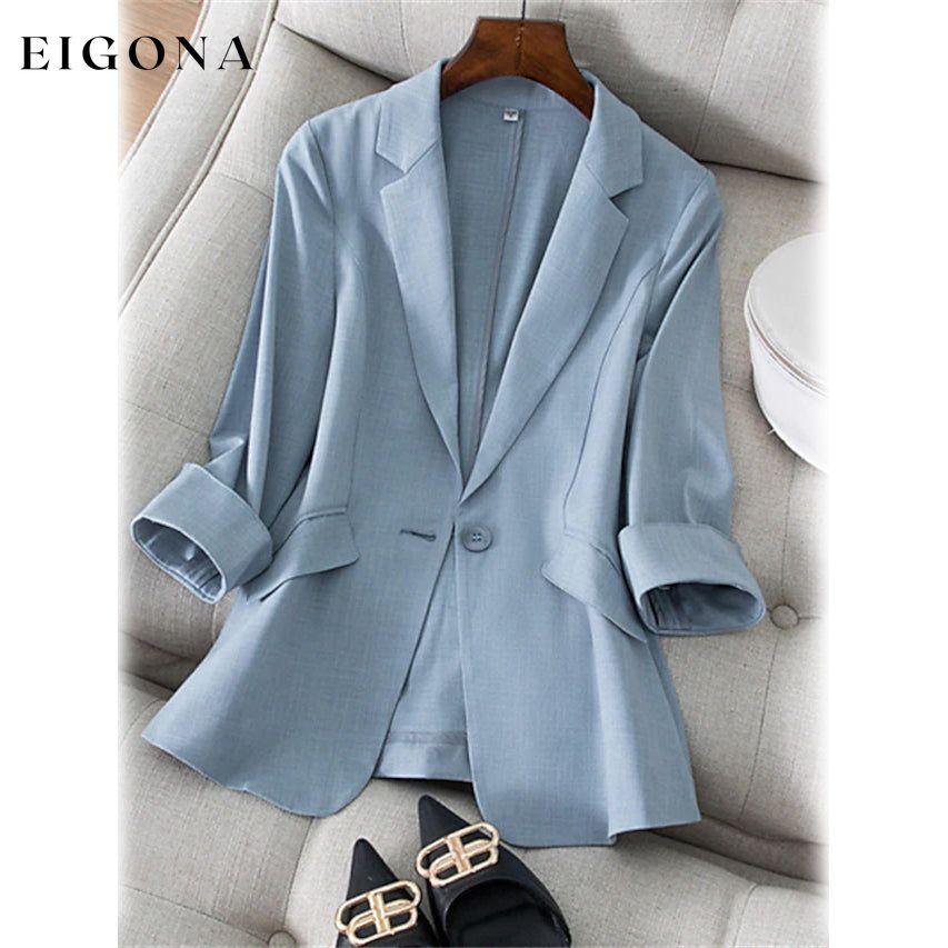 Women's Long Sleeve Pocket Casual Blazer Blue __stock:200 Jackets & Coats refund_fee:1200