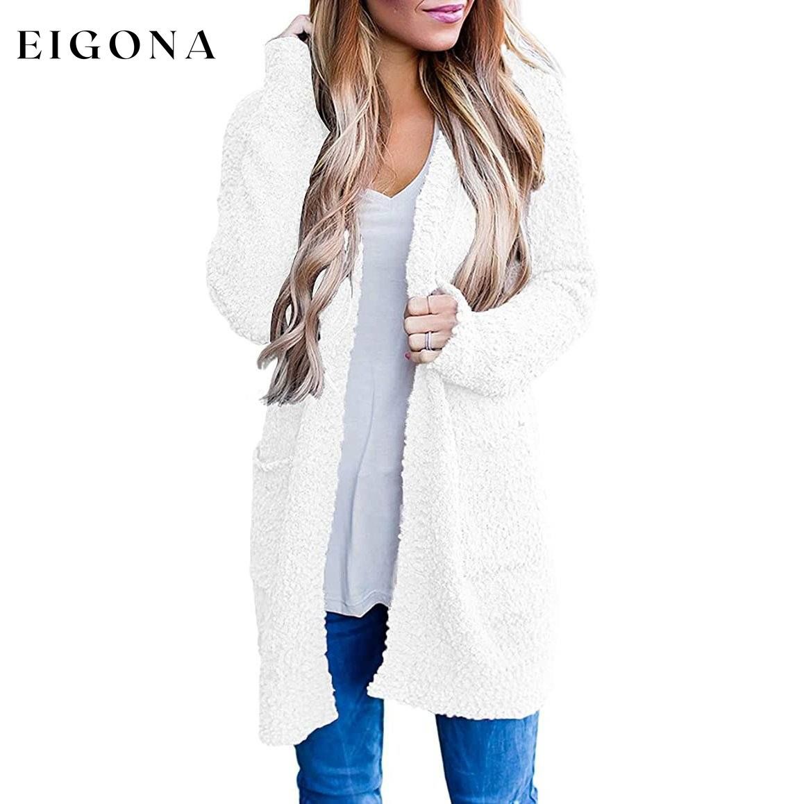 Women's Long Sleeve Soft Chunky Knit Sweater Coat White __stock:500 Jackets & Coats refund_fee:1200