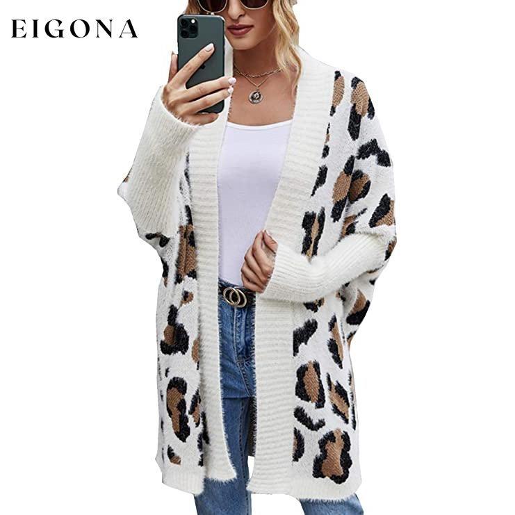 Women's Long Sleeves Leopard Print Knitting Cardigan Beige __stock:500 Jackets & Coats refund_fee:1200