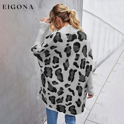 Women's Long Sleeves Leopard Print Knitting Cardigan __stock:500 Jackets & Coats refund_fee:1200