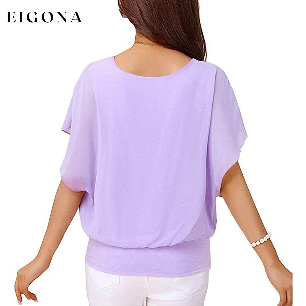 Women's Loose Casual Short Sleeve Chiffon Top T-Shirt Blouse __stock:200 clothes refund_fee:800 tops
