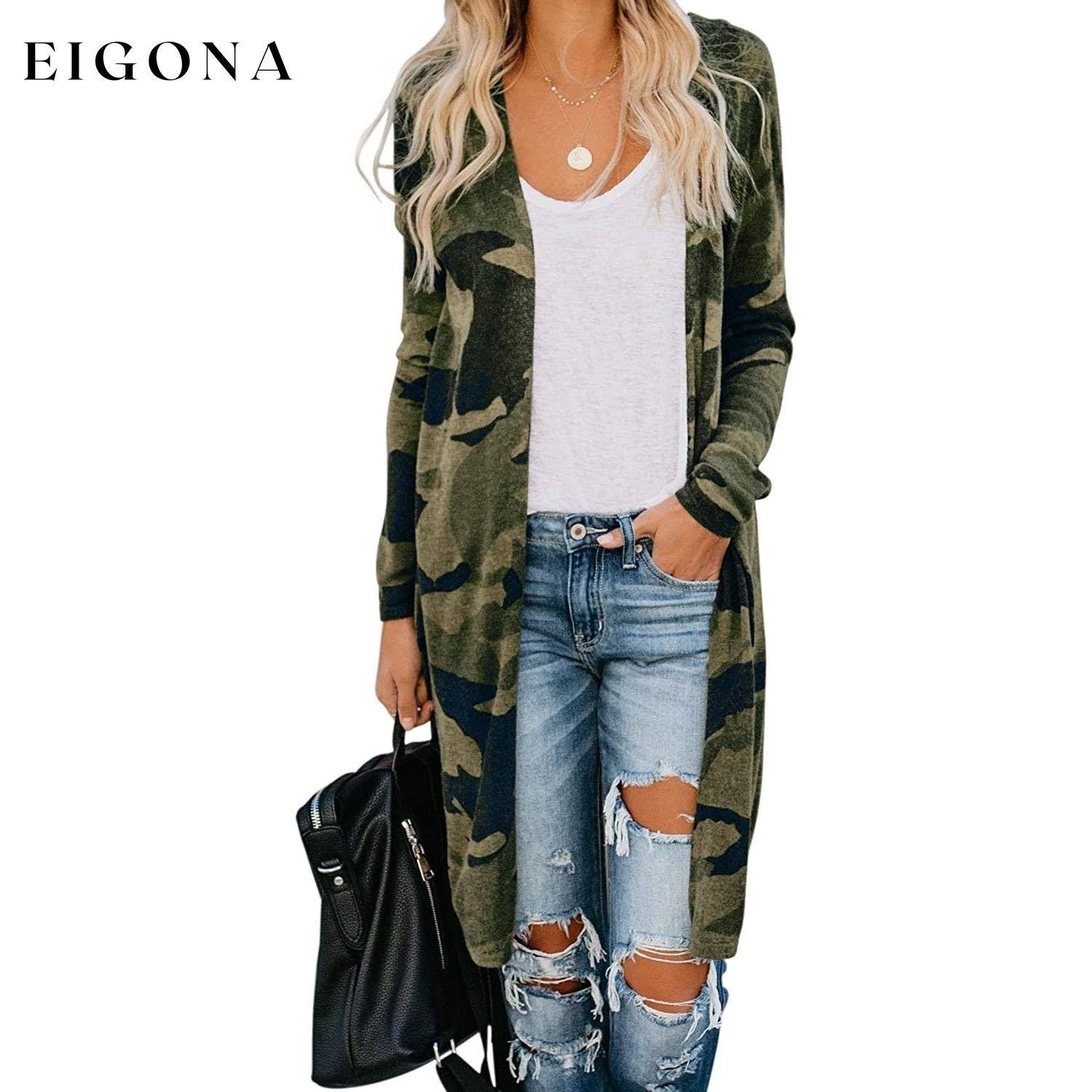Women's Open Front Printed Cardigans Sweaters Thin Coats Jackets Outerwear Camo __stock:50 Jackets & Coats refund_fee:1200