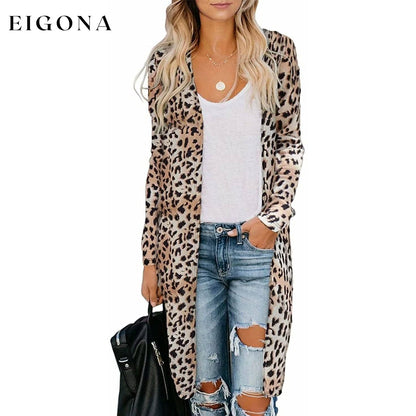 Women's Open Front Printed Cardigans Sweaters Thin Coats Jackets Outerwear Leopard __stock:50 Jackets & Coats refund_fee:1200