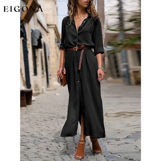 Women's Oversized Loose Shirt Dress Black __stock:200 casual dresses clothes dresses refund_fee:1200