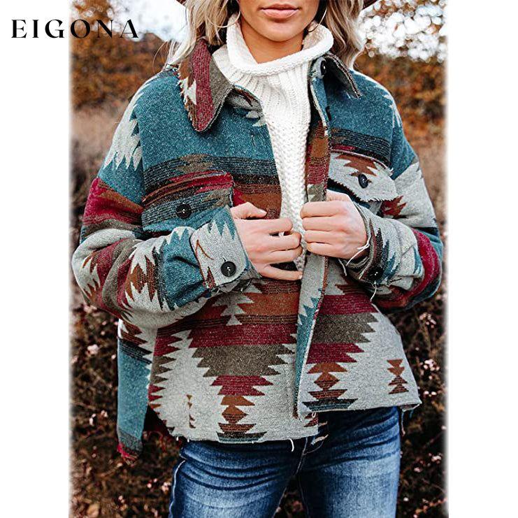 Women's Plaid Long Sleeve Button Down Collar Coat Multicolor __stock:200 Jackets & Coats refund_fee:1200