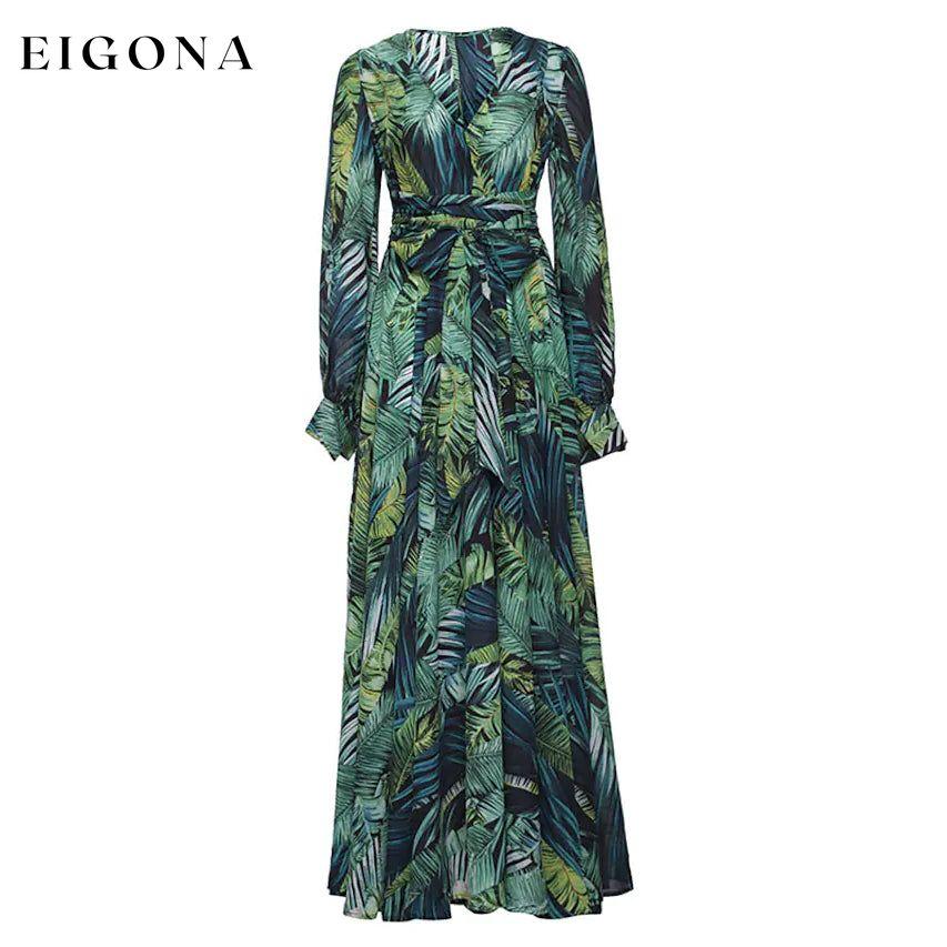 Women's Plus Size A Line Dress Floral V Neck Print Lantern Sleeve Green __stock:200 casual dresses clothes dresses refund_fee:1200