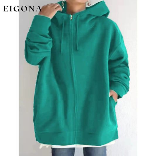 Women's Plus Size Jacket Zipper Pocket Solid Formal Long Sleeve Green __stock:200 Jackets & Coats refund_fee:1200