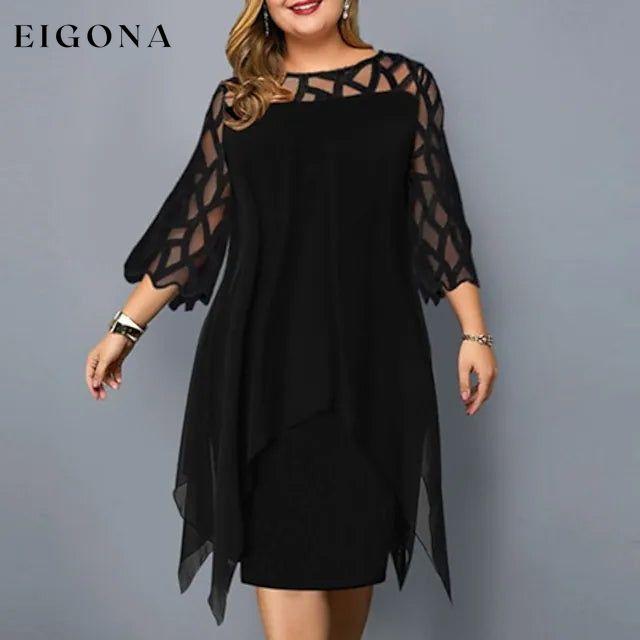 Women's Plus Size Solid Color Sheath Dress Black __stock:200 casual dresses clothes dresses refund_fee:1200