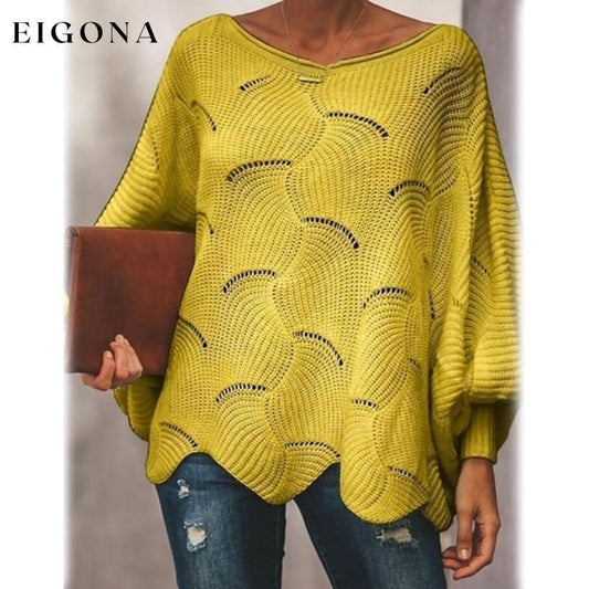 Women's Pullover Knitted Sweater Yellow __stock:200 clothes refund_fee:1200 tops
