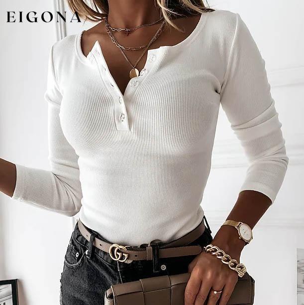 Women's Pullover Sweater Knitted Button Solid Color Casual Sexy Long Sleeve Slim Sweater Cardigans White __stock:200 clothes refund_fee:800 tops