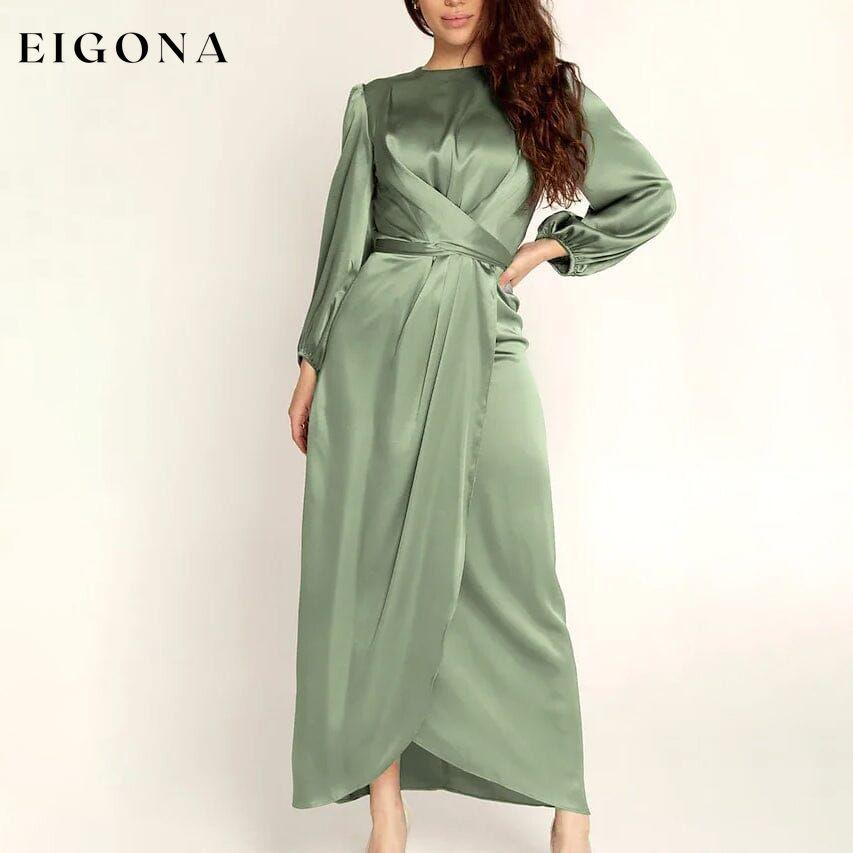 Women's Satin Swing Maxi Dress Green __stock:200 casual dresses clothes dresses refund_fee:1200