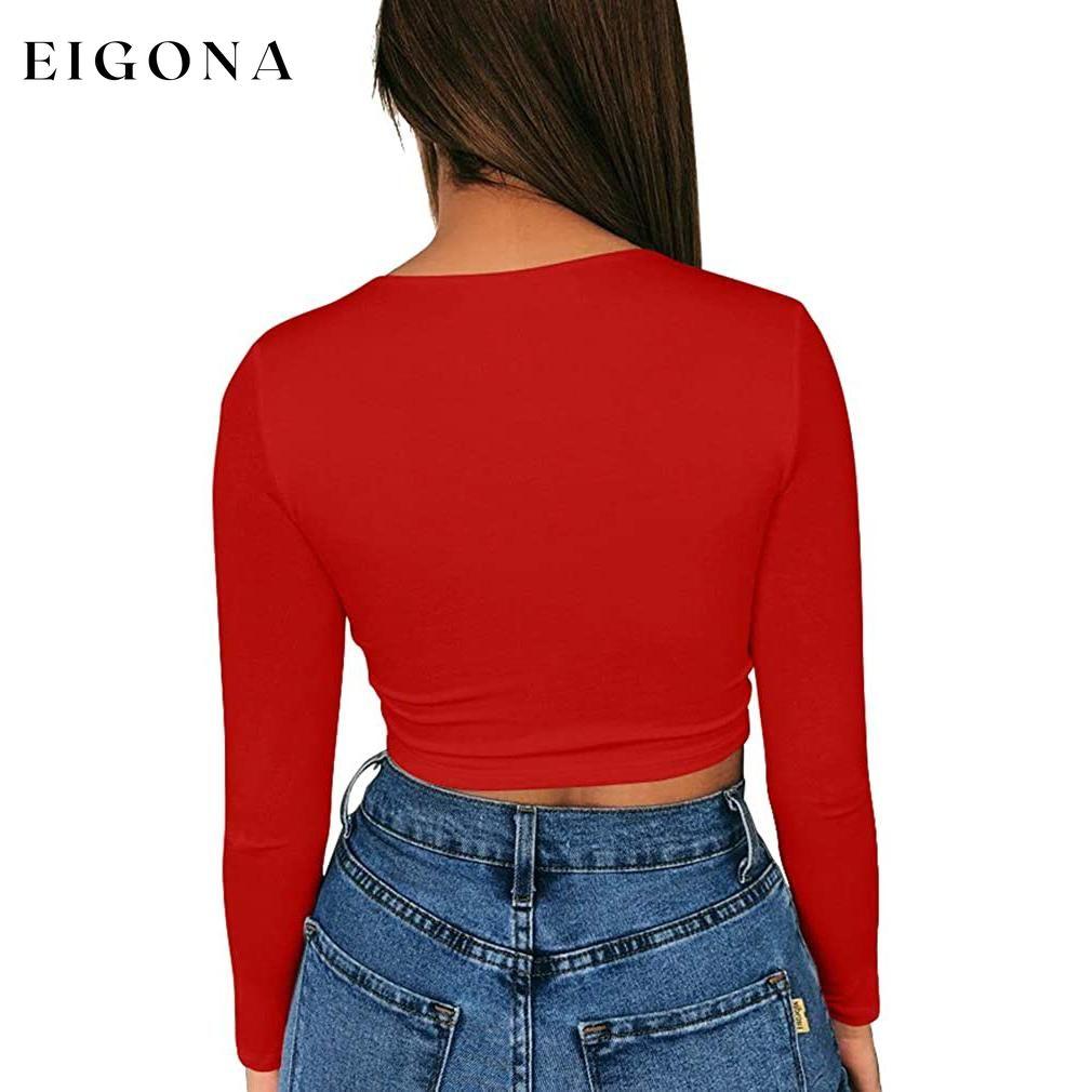 Women's Sexy Bodycon Scoop Neck Long Sleeve Slim Crop Top __stock:200 clothes refund_fee:800 tops