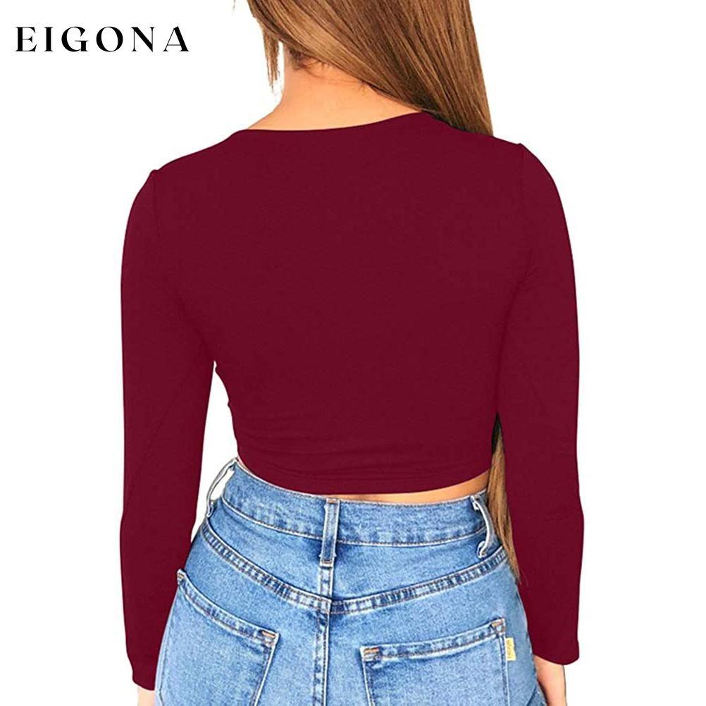 Women's Sexy Bodycon Scoop Neck Long Sleeve Slim Crop Top __stock:200 clothes refund_fee:800 tops