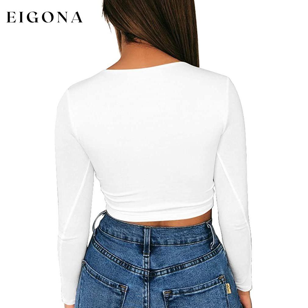 Women's Sexy Bodycon Scoop Neck Long Sleeve Slim Crop Top __stock:200 clothes refund_fee:800 tops