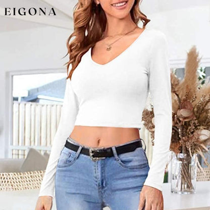 Women's Sexy Bodycon Scoop Neck Long Sleeve Slim Crop Top __stock:200 clothes refund_fee:800 tops