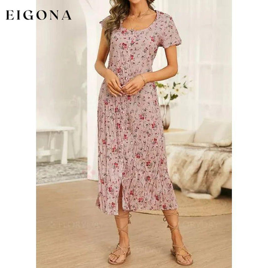 Women's Shift Short Sleeve Floral Print Dress __stock:200 casual dresses clothes dresses refund_fee:1200