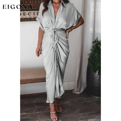 Women's Shirt Maxi Long Dress Light Gray __stock:200 casual dresses clothes dresses refund_fee:1200 show-color-swatches