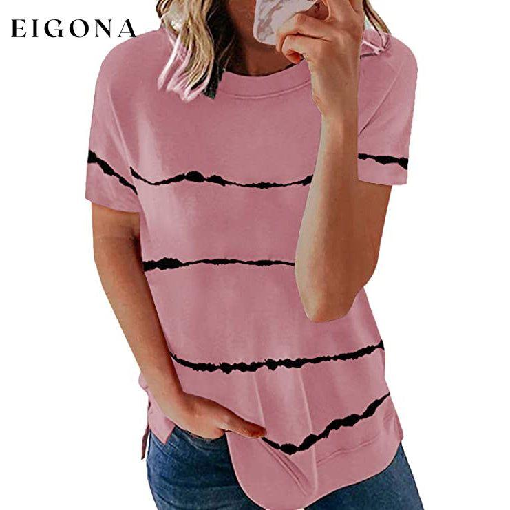 Women's Short Sleeve Crewneck T-Shirt Pink __stock:200 clothes refund_fee:800 tops