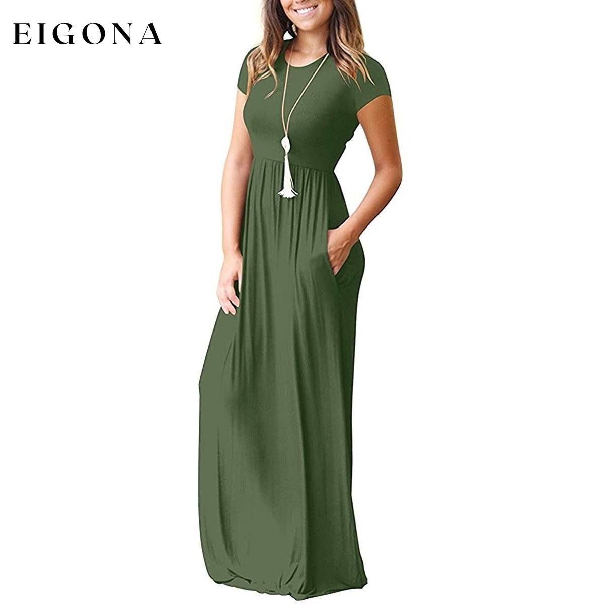 Women's Short Sleeve Loose Casual Long Dresses with Pockets __stock:200 casual dresses clothes dresses refund_fee:1200 show-color-swatches