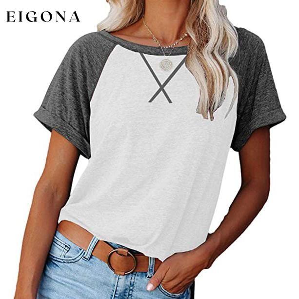 Women's Short Sleeve Raglan Crewneck T Shirts White Gray __stock:200 clothes refund_fee:800 tops