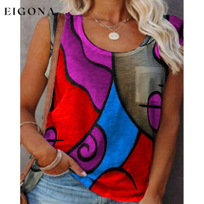 Women's Sleeveless Crew Neck Casual Top Vest Purple __stock:200 clothes refund_fee:800 tops