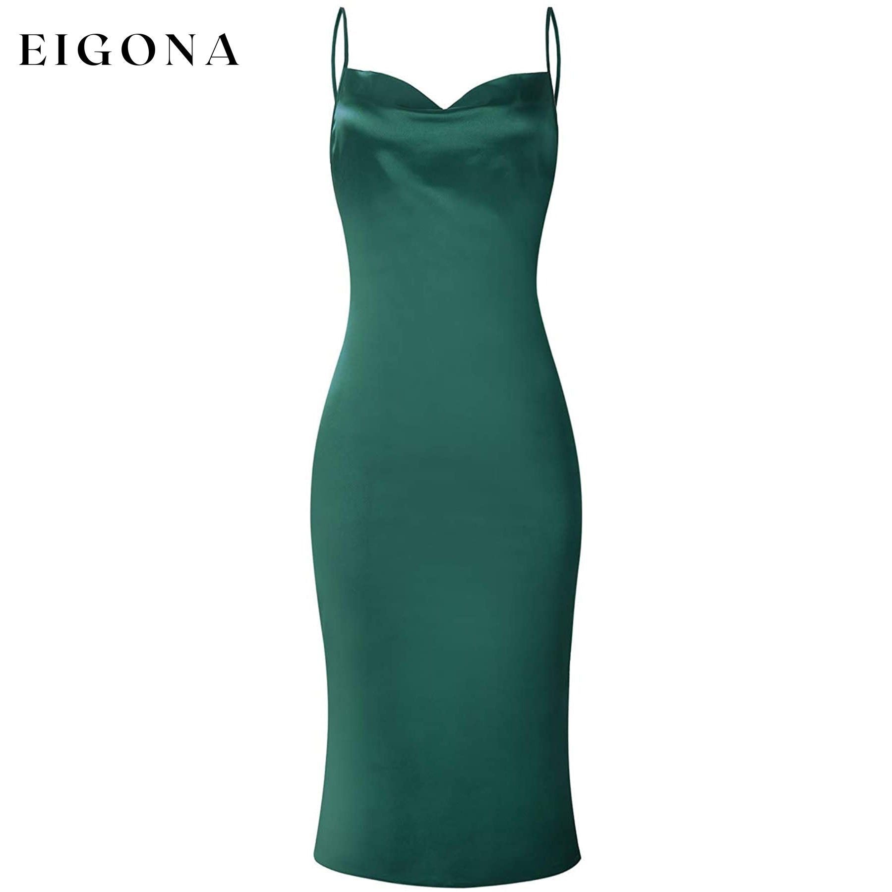 Women's Sleeveless Spaghetti Strap Satin Dress __stock:200 casual dresses clothes dresses refund_fee:1200