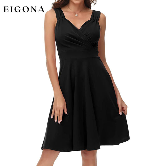 Women's Sleeveless Wrap V-Neck A-line Bridesmaid Cocktail Party Dress __stock:200 casual dresses clothes dresses refund_fee:1200