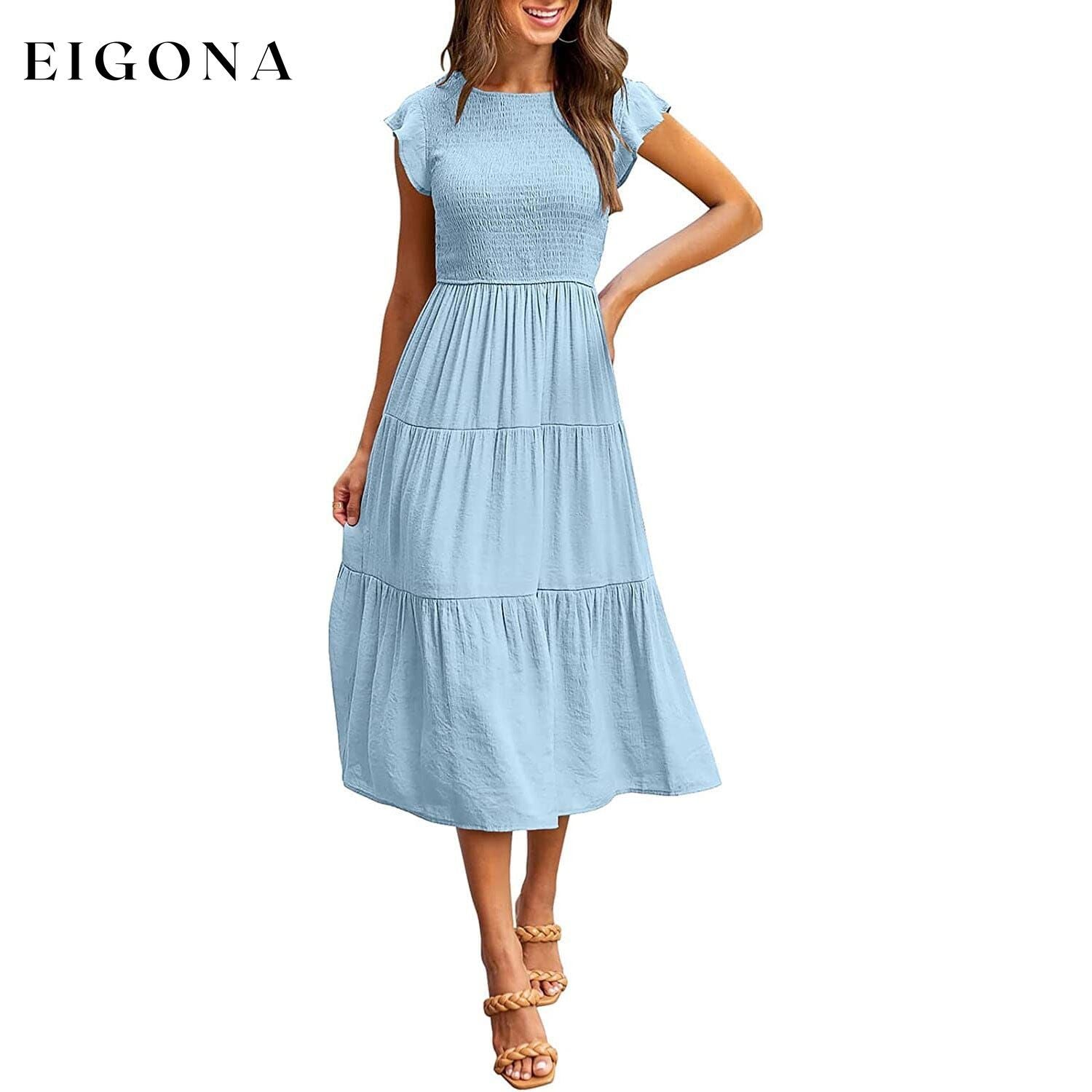 Women's Summer Casual Tiered A-Line Dress Light Blue __stock:200 casual dresses clothes dresses refund_fee:1200