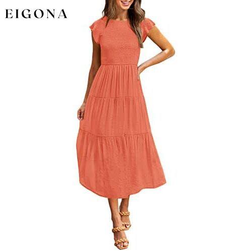 Women's Summer Casual Tiered A-Line Dress Orange __stock:200 casual dresses clothes dresses refund_fee:1200