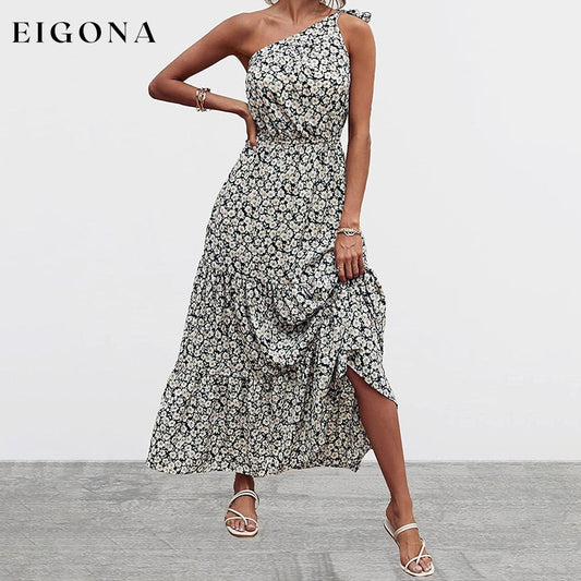 Women's Summer Floral One Shoulder Ruffled Hem Maxi Dresses __stock:350 casual dresses clothes dresses refund_fee:1800