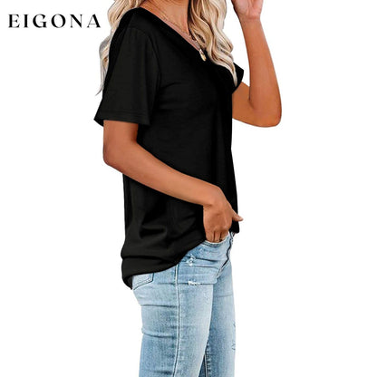 Women's Summer Short Sleeve Crew Neck Pocket Top __stock:200 clothes refund_fee:800 tops