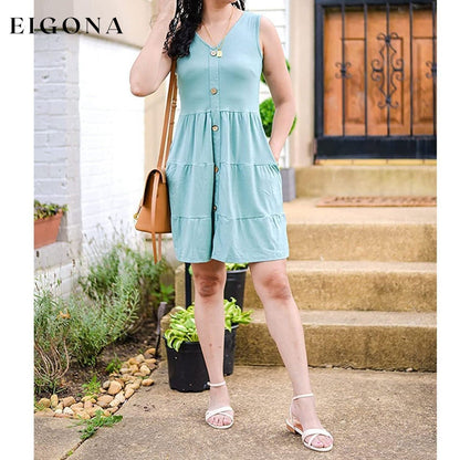 Women's Summer Sleeveless V Neck Dress __stock:200 casual dresses clothes dresses refund_fee:1200