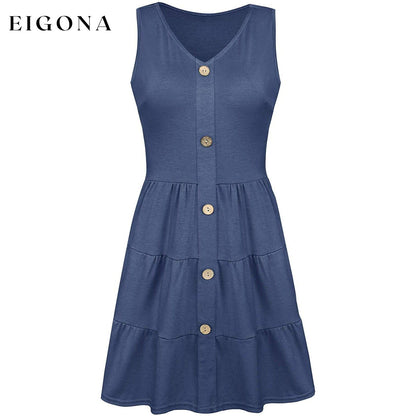 Women's Summer Sleeveless V Neck Dress __stock:200 casual dresses clothes dresses refund_fee:1200