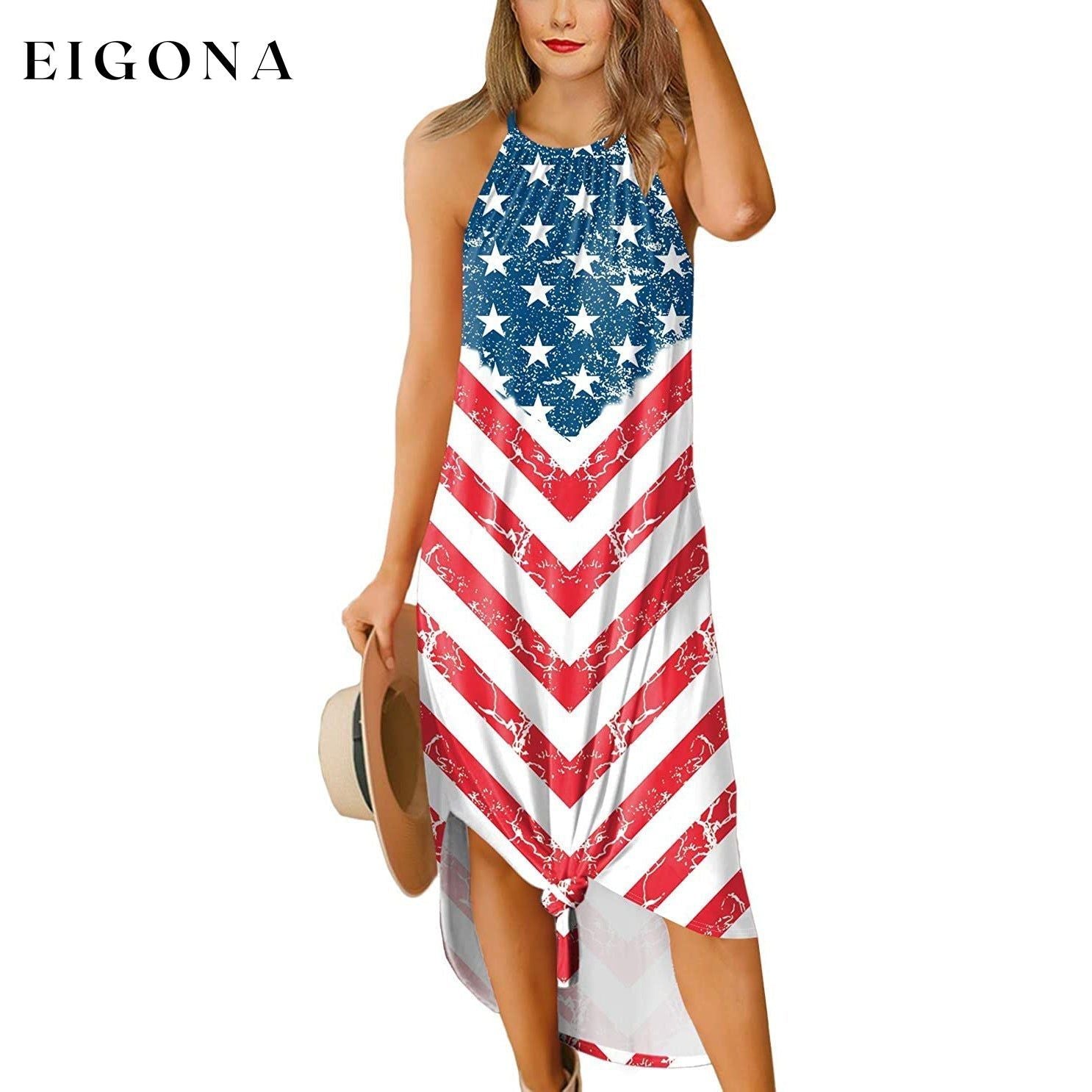 Women's Summer Slit Open Back Dress American Flag __stock:200 casual dresses clothes dresses refund_fee:1200