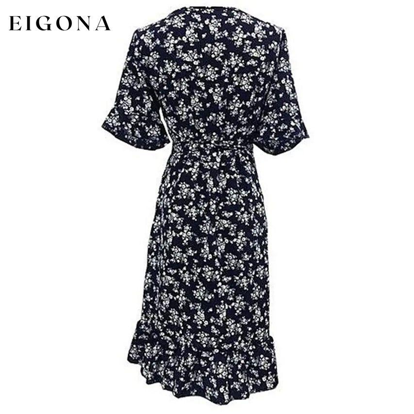 Women's Summer V-Neck Short Wrap Dress __stock:200 casual dresses clothes dresses refund_fee:1200