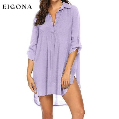 Women's Swimsuit Beach Cover Up Dress Light Purple __stock:200 casual dresses clothes dresses refund_fee:1200