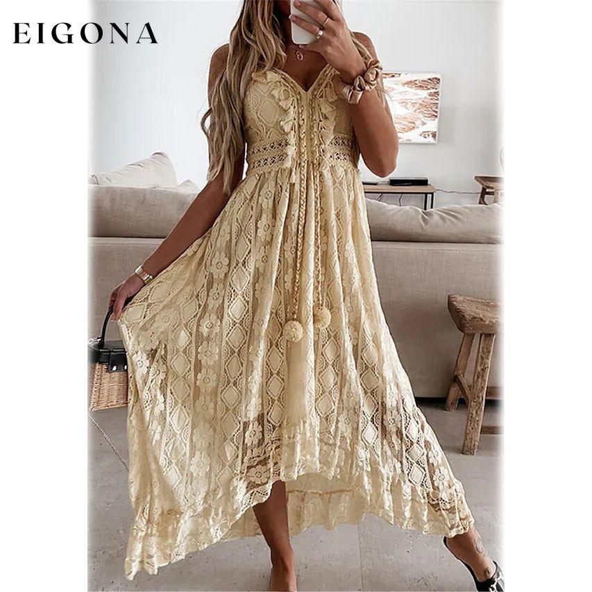 Women's Swing Dress Maxi long Dress Beige __stock:200 casual dresses clothes dresses refund_fee:1200