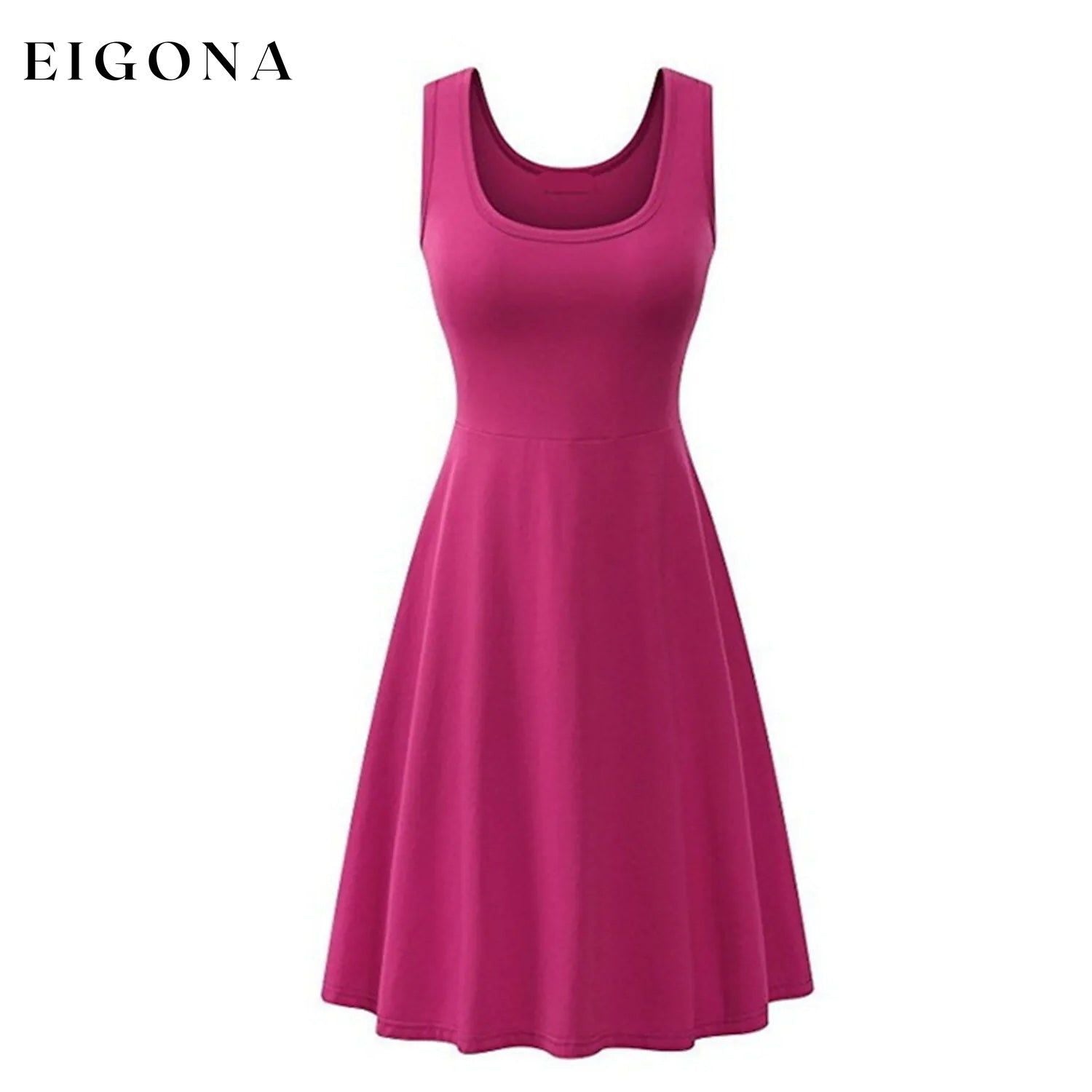 Women's Swing Knee Length Dress Fuchsia __stock:200 casual dresses clothes dresses Low stock refund_fee:800