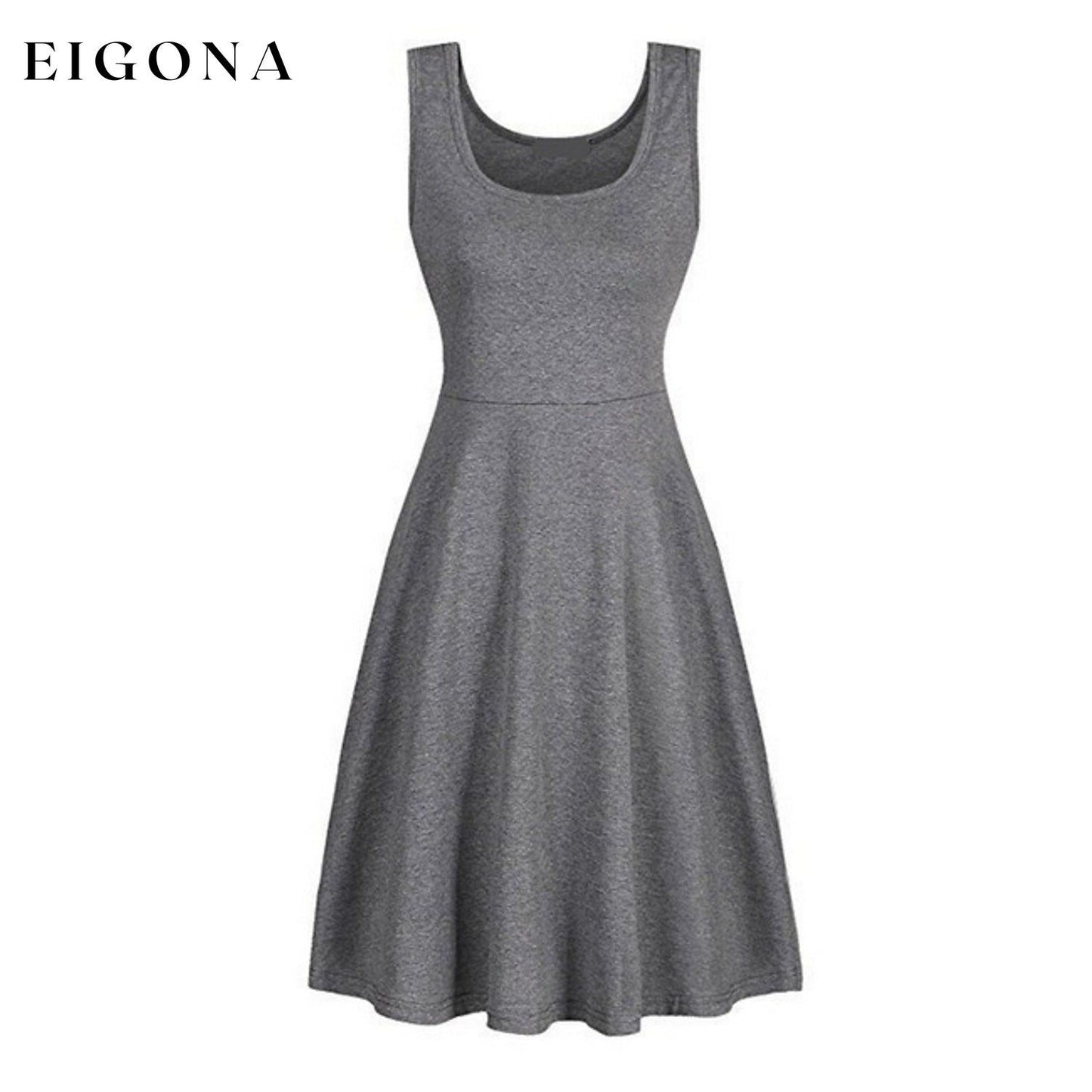 Women's Swing Knee Length Dress Gray __stock:200 casual dresses clothes dresses Low stock refund_fee:800